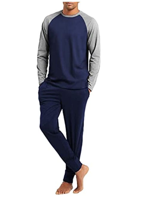 Ekouaer Men's Pajama Set Long Sleeve Pjs Set Top and Pant Sleepwear Soft Lounge Set