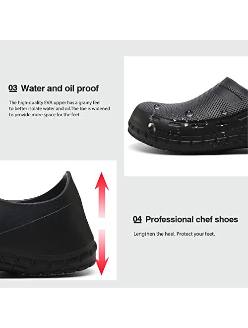 JSWEI Chef Shoes for Men - Professional Oil Water Resistant Nursing Chef Shoe，Non-Slip Safety Working Shoes for Kitchen Garden Bathroom Construction