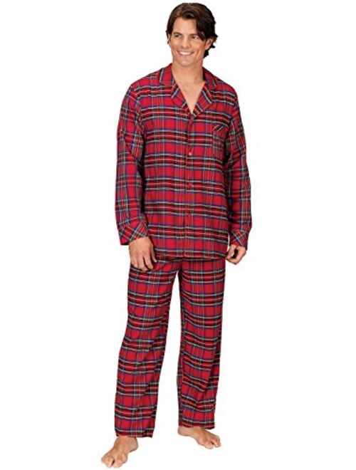 PajamaGram Mens Flannel Pajamas Sets - Cotton Pajamas for Men, Button Top