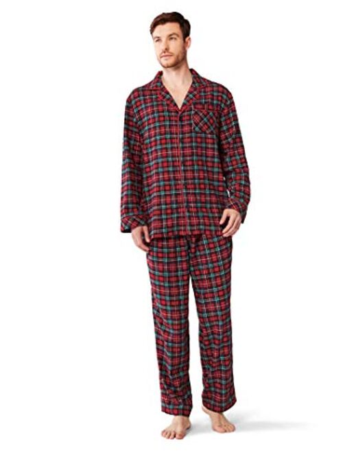 SIORO Mens Pajama Sets, 100% Cotton Flannel Sleepwear Soft Plaid PJ Set Loungewear