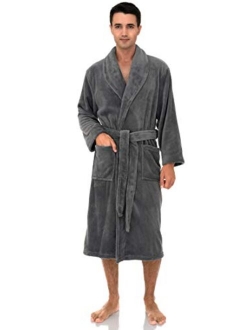 TowelSelections Men's Fleece Robe, Plush Shawl Collar Spa Bathrobe