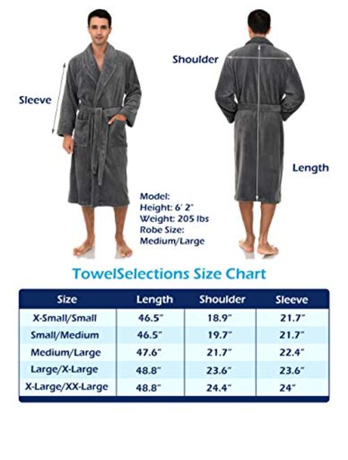 TowelSelections Men's Fleece Robe, Plush Shawl Collar Spa Bathrobe