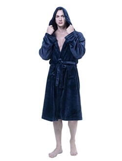 XING YE CHUAN Men's Fleece Robe, Warm Plush Bathrobe