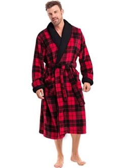 Men's Warm Fleece Robe, Plush Bathrobe