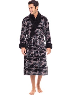 Men's Warm Fleece Robe, Plush Bathrobe