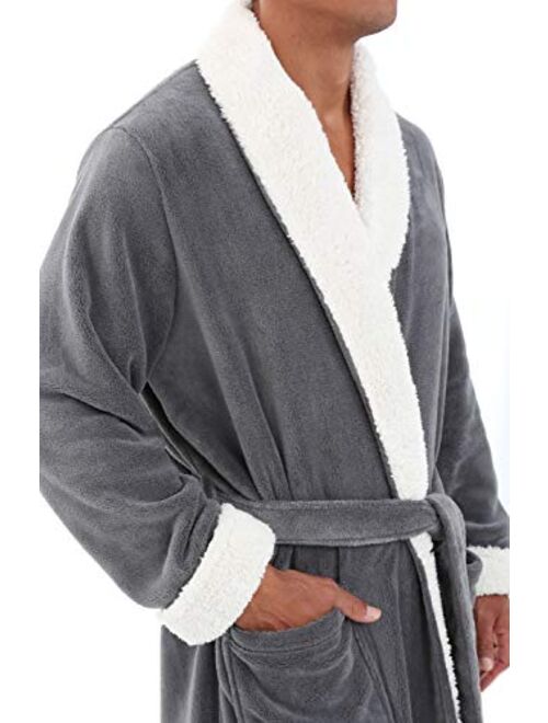 Alexander Del Rossa Men's Warm Fleece Robe, Plush Bathrobe