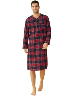 Latuza Men's Cotton Flannel Nightshirt Sleep Shirt