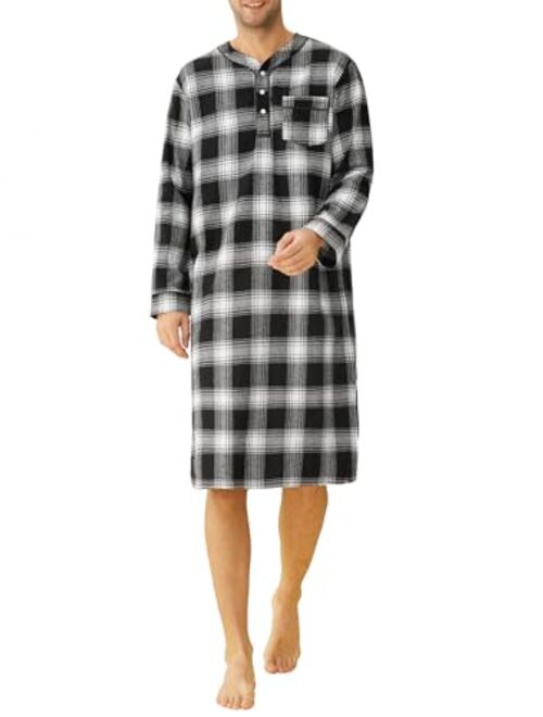 Latuza Men's Cotton Flannel Nightshirt Sleep Shirt