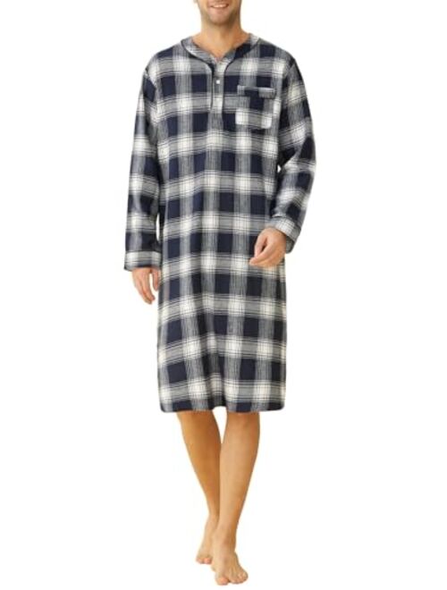 Latuza Men's Cotton Flannel Nightshirt Sleep Shirt