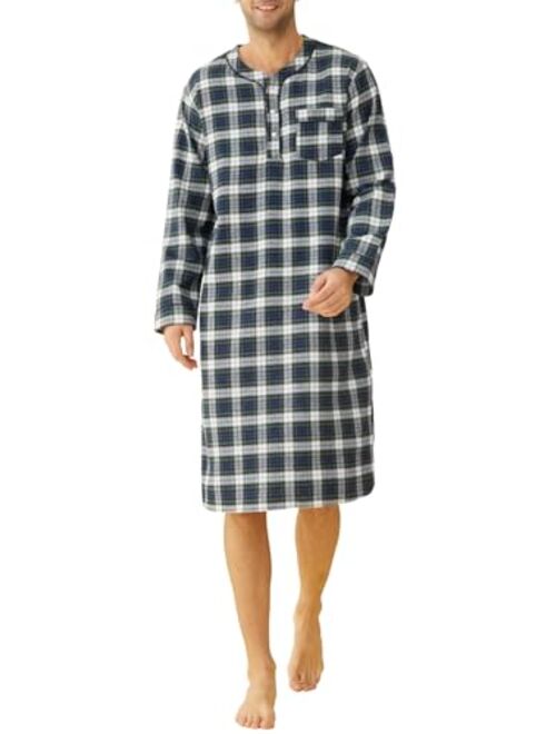 Latuza Men's Cotton Flannel Nightshirt Sleep Shirt