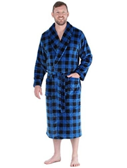 PajamaMania Men's Plush Long Sleeve Fleece Long Bathrobe