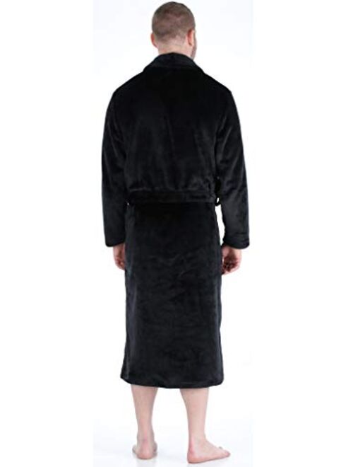 PajamaMania Men's Plush Long Sleeve Fleece Long Bathrobe