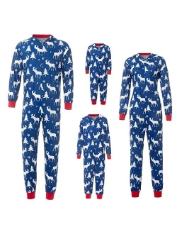 Family Matching Christmas Pajamas Set Sleepwear Jumpsuit Hoodie with Hood Matching Holiday PJ's for Family