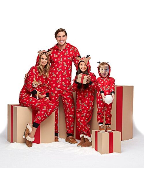 Multitrust Family Matching Christmas Pajamas Set Sleepwear Jumpsuit Hoodie with Hood Matching Holiday PJ's for Family