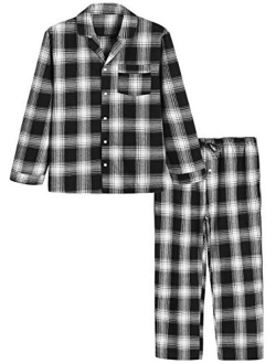 Latuza Men’s Cotton Flannel Pajama Set Plaid Sleepwear