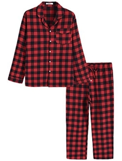 Latuza Men’s Cotton Flannel Pajama Set Plaid Sleepwear