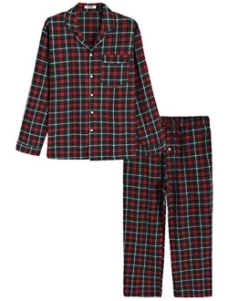 Latuza Men’s Cotton Flannel Pajama Set Plaid Sleepwear