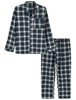 Latuza Men’s Cotton Flannel Pajama Set Plaid Sleepwear