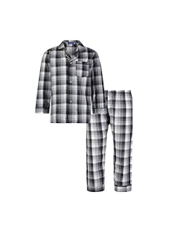 Baileys Men's Pajamas Set Long Sleeve Button Down Pajama Plaid Woven Pajama