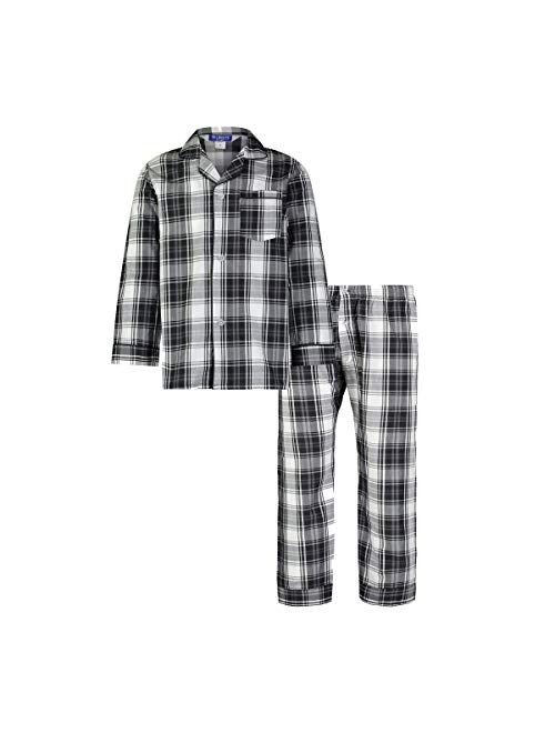 Baileys Men's Pajamas Set Long Sleeve Button Down Pajama Plaid Woven Pajama