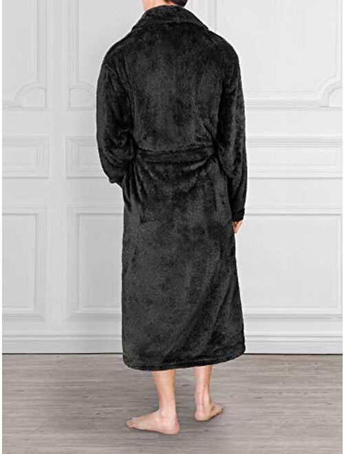 PAVILIA Mens Fleece Sherpa Robe | Soft Warm Shaggy Bathrobe for Men, Plush Spa Robe