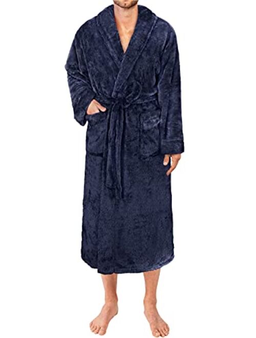 PAVILIA Mens Fleece Sherpa Robe | Soft Warm Shaggy Bathrobe for Men, Plush Spa Robe