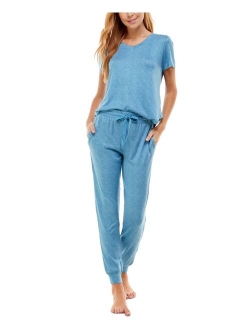 Roudelain V-Neck T-Shirt & Jogger Pants Pajama Set