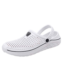 PHILDA Men's Lightweight Breathable Slippers Quick-Drying Water Shoes Non-Slip Round Head Garden Clogs Sandals for Summer