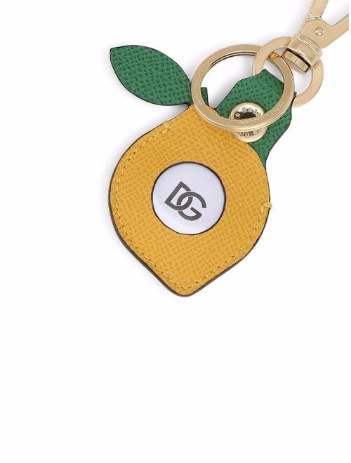 Dolce & Gabbana lemon logo-plaque leather keyring