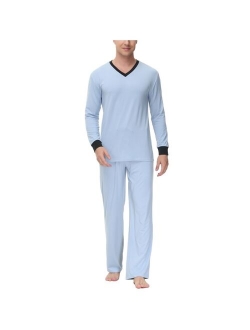 INK+IVY Men's Heat retaining Two Piece V-Neck & Lounge Pants Pajama Set