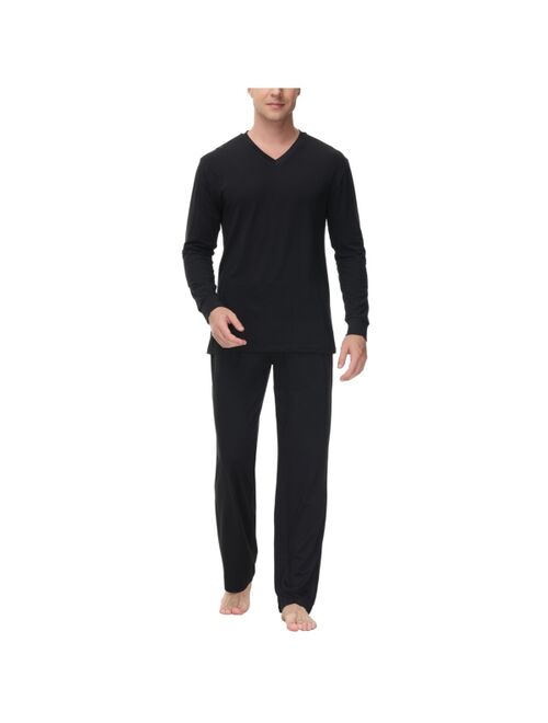 INK+IVY Men's Heat retaining Two Piece V-Neck & Lounge Pants Pajama Set