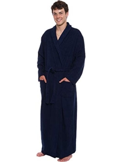 Mens Robe Big & Tall - Long Terry Cotton Bathrobe with Shawl Collar