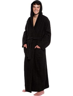 Mens Robe Big & Tall - Long Terry Cotton Bathrobe with Shawl Collar