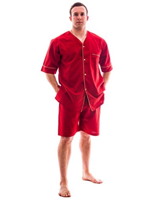 Up2date Fashion Men's Woven S/S Pajama Set with Shorts