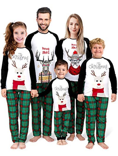 QUNISY Family Christmas Pajamas Matching Sets,Christmas PJs for Holiday Xmas Sleepwear