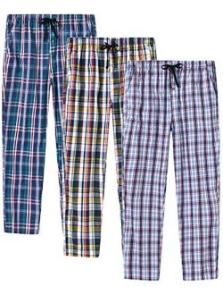 AjezMax Men's Pajama Bottoms Cotton Plaid Sleep Pants Long Lounge Pants Long Sleepwear Pack