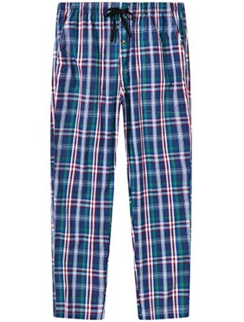 AjezMax Men's Pajama Bottoms Cotton Plaid Sleep Pants Long Lounge Pants Long Sleepwear Pack