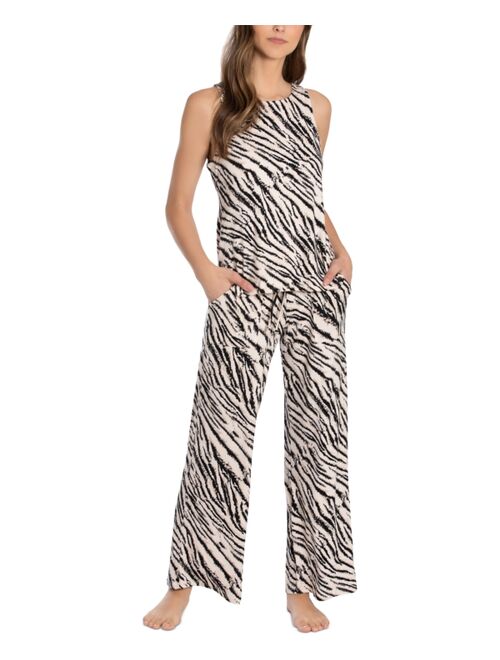 Linea Donatella Zebra-Print Knit Tank Top & Pants Pajama Set