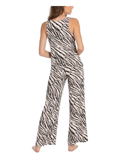 Linea Donatella Zebra-Print Knit Tank Top & Pants Pajama Set