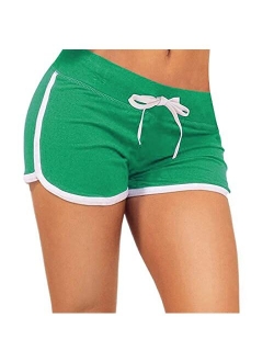 GEEK LIGHTING Women Running Yoga Shorts Elastic Waistband Athletic Gym Jogging Shorts