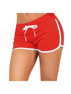 GEEK LIGHTING Women Running Yoga Shorts Elastic Waistband Athletic Gym Jogging Shorts