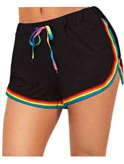 GEEK LIGHTING Women Running Yoga Shorts Elastic Waistband Athletic Gym Jogging Shorts