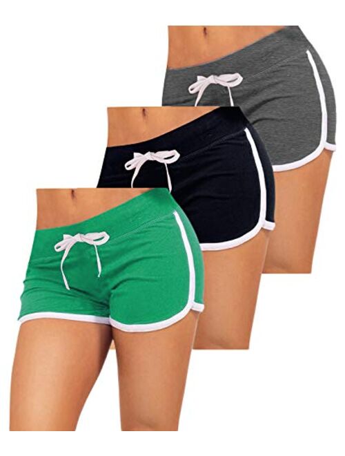 GEEK LIGHTING Women Running Yoga Shorts Elastic Waistband Athletic Gym Jogging Shorts