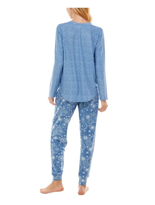 Jaclyn Intimates Printed Long-Sleeve Top & Pajama Pants Set