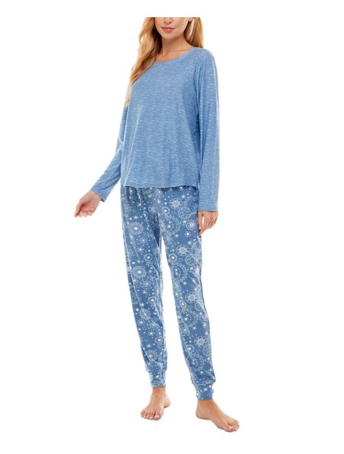 Jaclyn Intimates Printed Long-Sleeve Top & Pajama Pants Set