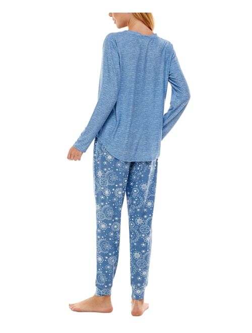 Jaclyn Intimates Printed Long-Sleeve Top & Pajama Pants Set