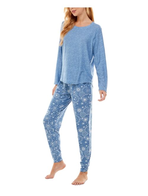 Jaclyn Intimates Printed Long-Sleeve Top & Pajama Pants Set