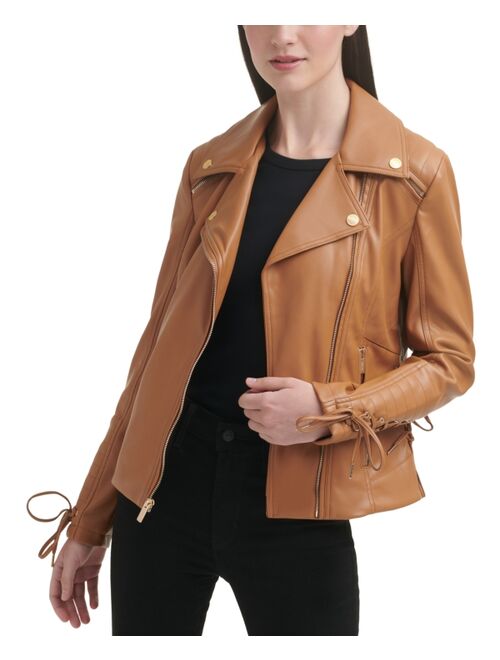 Guess Women's Faux-Leather Asymmetrical Moto Coat