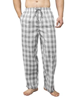 Bintangor Men's Pajama Pant 100% Woven Cotton Plaid Sleep Elastic Waistband Lounge Wear Long Pjs