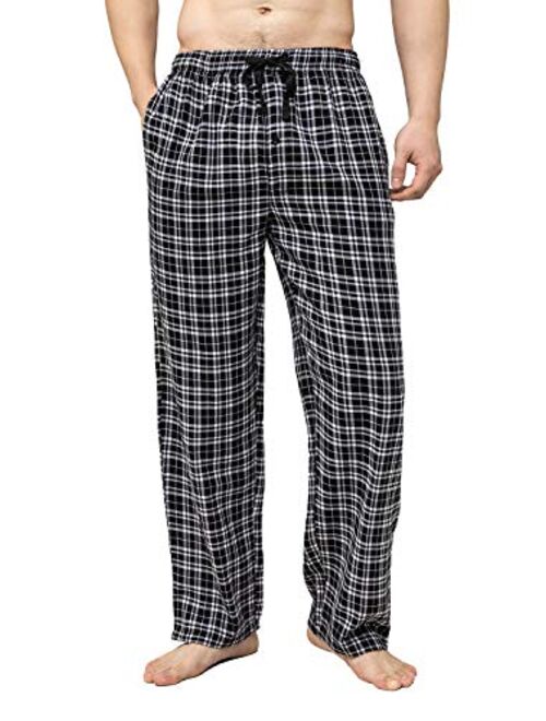 Bintangor Men's Pajama Pant 100% Woven Cotton Plaid Sleep Elastic Waistband Lounge Wear Long Pjs